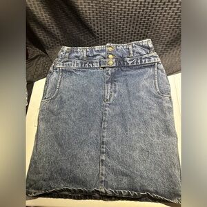 Vintage Weathered Blues Denim Pencil Skirt size 15 16